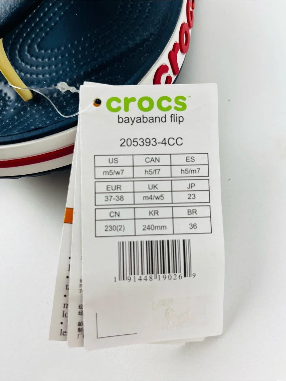 Crocs Unisex Bayaband Flip Flops Navy/Pepper Women’s Size 7 Men’s Size 5